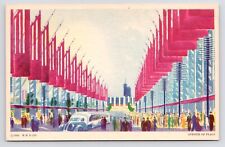 1933~Chicago World's Fair~Avenue of Flags~Art~Official Postcard~VIntage picture