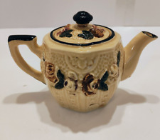 Vintage Small Hand-Painted Ceramic Teapot Floral Basket Japan – Tea Pot for One picture