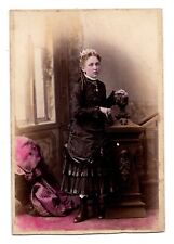 CIRCA 1890s CABINET CARD H.W. LOVEDAY YOUNG LADY HAND-TINTED CHICAGO ILLINOIS picture