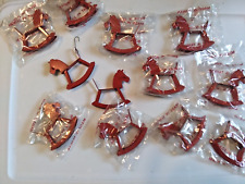 Metal Rocking Horse Ornaments Vintage 10 Pieces Red 3 inch Collection picture