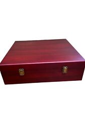 Large Wooden Box Case Latching Lid Mahogany Memory Keepsakes Decorative Sturdy picture