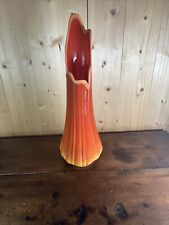 Vintage LE Smith Bittersweet Ribbed Swung Vase MCM 20.25”  Tall Orange picture