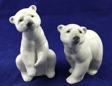 Signed Lladro Daisa Porcelain White Polar Bear Figurines – Set of Two picture