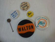 6 Vintage button lot Miami Dolphins WALTON Zippie effete Snob Whirlybird club picture