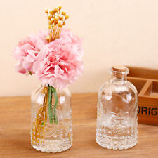 MyGift Set of 4 Vintage Embossed Design fleuClear Glass Bottles with Corked Lids picture