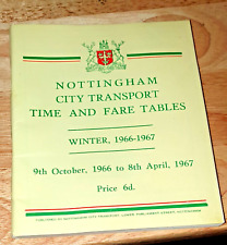 1966- 1967 NOTTINGHAM CITY TRANSPORT BUS TIME AND FARE TABLES - J picture