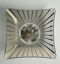 VTG Georges Briard Bird Dove Partridge Glass Plate Trinket Dish MCM Gold Trim picture