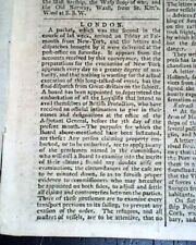 Post Revolutionary War LOYALISTS to Evacuate New York City ? 1783 UK Newspaper picture