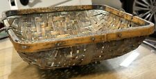 Antique Primitive Hand Woven Gathering Basket With Handles picture