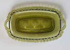 Vintage Indiana Glass Avocado Green/ Kings Crown thumbprint pattern Butter/tray picture
