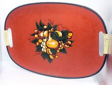Vintage EVERBRIGHT LACQUERWARE Serving Tray Mid Century Modern Japan Fruit Motif picture