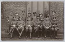 WWI RPPC German Soldiers Group Portrait Outdoors Old Brick Building Postcard picture