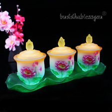 3pcs/set Buddhist Supplies Fortuna Cup Lotus Glass Cup Buddha Water Supply Cup picture