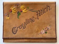Grayling Michigan Vintage Leather Painted Folder : Handmade Stitched 1926 picture