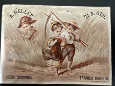VICTORIAN Business Trade Card HELLER BUTTONS Dress FANCY TRIMMINGS Philadelphia picture