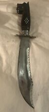 VINTAGE INDIA PANTHER HEAD SABER ETCHED SURVIVAL BOWIE KNIFE HUNTING picture