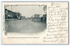 1906 View Western Avenue Looking East Street Mattoon Illinois Vintage Postcard picture