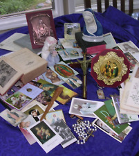 #SK  Lot of 76 Vintage Religious Catholic Items Prayer Cards, Statue, Medals++ picture