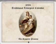 2024 Traditional Catholic Calendar: THE SCAPULAR PROMISE; fasts, feasts COLOR picture