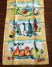 Vintage Towel Pure Linen Fruit Veggies Spices Wine Theme 18