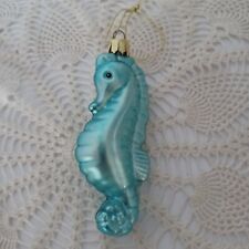 Glass Seahorse Beach Tropical Ornament Aqua Turquoise Glitter Accents 5