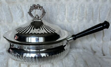 Crosby Handled Silver-plated Casserole Dish With Lid & Pyrex Casserole Dish Vtg picture