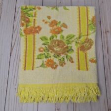 Vintage Retro Cannon Royal Bath Hand Towel Yellow Orange Floral Fringe MCM picture
