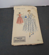 Vogue Special Design S-4996 Vtg Sewing Party Dress Pattern 1950's 30 Bust 33 HIP picture