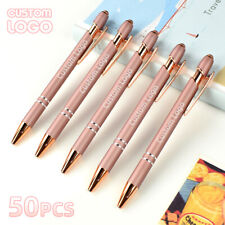 50PCS Personalized Custom Logo Metal Ballpoint Pens Laser Name Gift Stationery picture