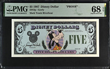 1987 A $5 PROOF Disney Dollar Goofy DIS3p Disneyland PMG 68EPQ ONLY 1 TOP POP picture