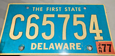 Delaware License Plate 1977 Tab Riveted Numbers # C65754 Expired 1977 picture