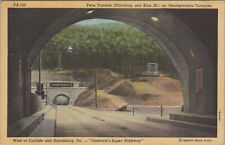 Twin Tunnels Pennsylvania Turnpike Harrisburg PA Posted Linen Vintage Post Card picture