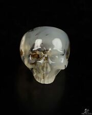 Us Size 8 Agate Carved Crystal Skull Ring, Skull Jewelry, Crystal Healing picture