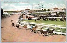 Postcard Brockton MA At The First Turn Brockton Fair Sulky Race Horses P8J picture