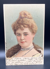c1901 Lovely Lady Hair Up Necklace Portrait Print Old Glitter ANTIQUE Postcard picture