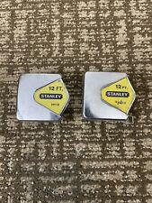 2 Vintage Stanley MY12 chrome 12 foot tape measure US made Lot Of 2 picture