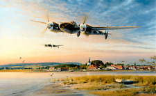 Coming in Over the Estuary by Robert Taylor aviation art signed by P-38 Aces picture