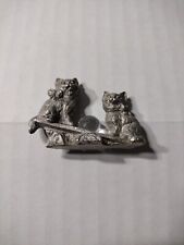 Vintage Spoontiques Cm #78 Pewter Figurine 2 cats kittens on The Swing 2 x 1.5 picture