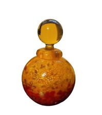 Murano Glass Franco Moretti Perfume Bottle Red Gold Signed Vintage Imperfect  picture