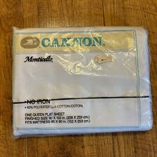 Vintage Monticello Cannon Queen Flat Sheet Powder Blue New Deadstock Sealed picture