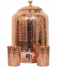Pure Copper Water Dispenser Ayurveda Water Storage Tank Pot 16 L With 2 Glass picture