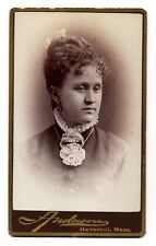 ANTIQUE CDV CIRCA 1880s ANDERSSON GORGEOUS YOUNG LADY FANCY DRESS HAVERHILL MASS picture