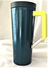 NEW Starbucks Navy Blue Neon Stainless Coffee Tumbler Clip Handle 16oz Cup Mug picture