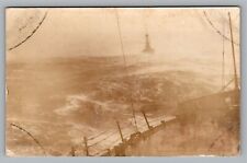 RPPC WWII US Military Battle Ship Storm Ocean Swells VTG Unused Photo Postcard picture
