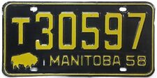 Manitoba Canada 1958 Truck License Plate T 30597 in Nice Condition picture