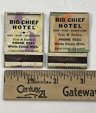 Vintage Lot of 2 Big Chief Hotel Matchbooks White Cloud Mi Jokes Inside picture