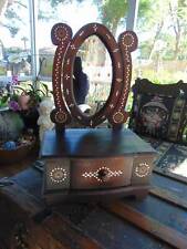 antique handcrafted INLAID ABALONE VANITY SHAVING CHEST w/tilt mirror 21