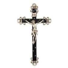 Crucifix with Floral Design - Jet With Pewter Finish Corpus And INRI sign 10 In picture
