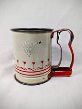 Vintage Baking Sifter Androck Handi-Sift Jr. Red White Tulip Tin Country Kitchen picture