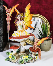 Ebros Amy Brown Summer Fairy On Toadstool Mushroom With Fox Figurine 8.25